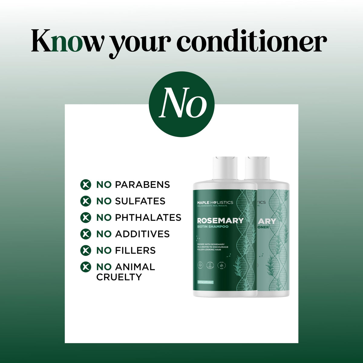 Maple Holistics Volumizing Biotin Shampoo and Conditioner with rosemary leaves