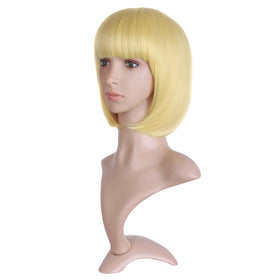 MapofBeauty 12 Inch Blonde Bob Wig back view