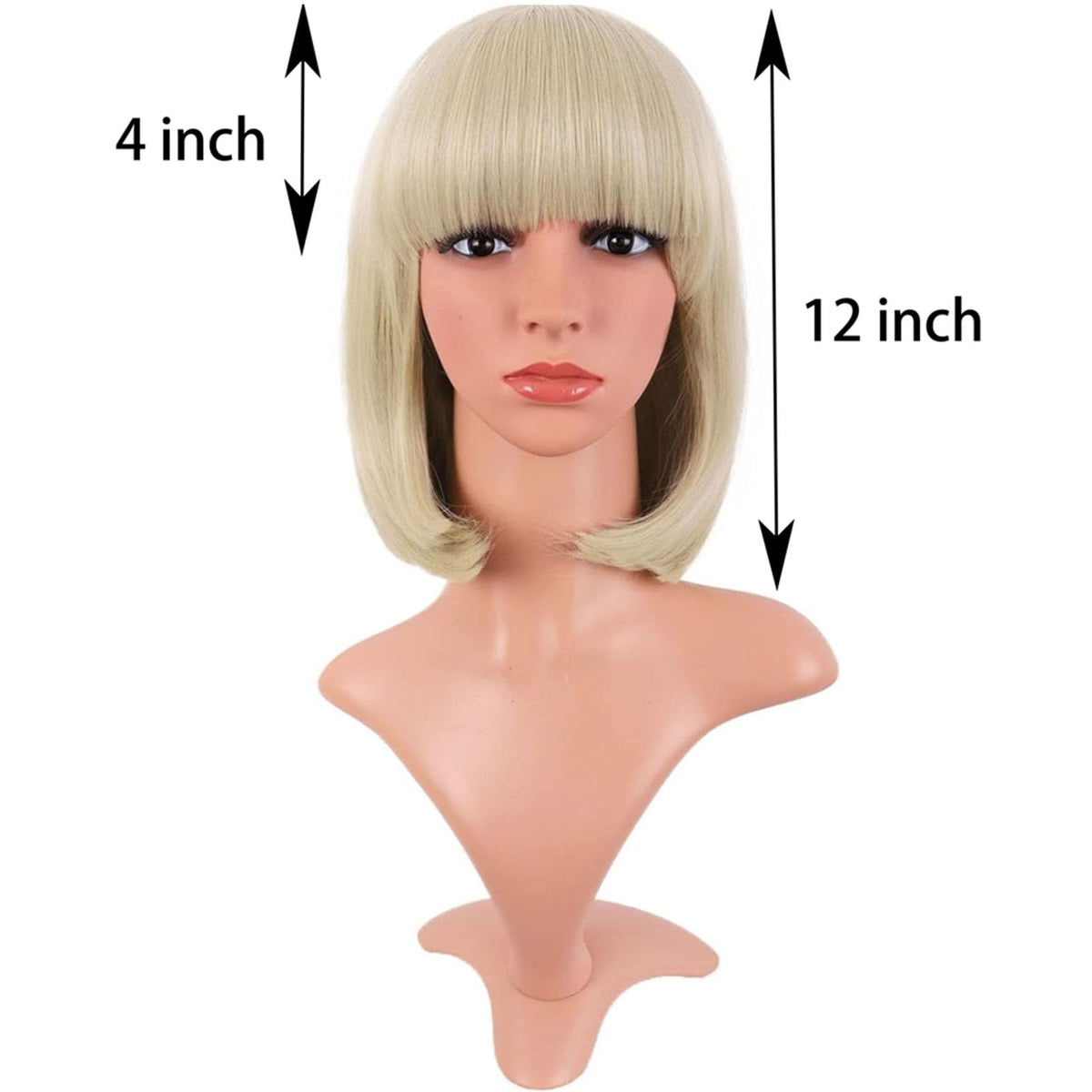 MapofBeauty 12 Inch Blonde Straight Bob Wig on model