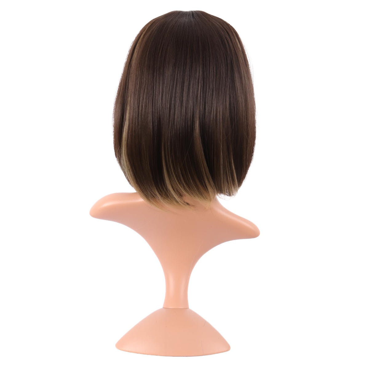 MapofBeauty 12 Inch Brown/Blonde Straight Bob Wig styled on mannequin