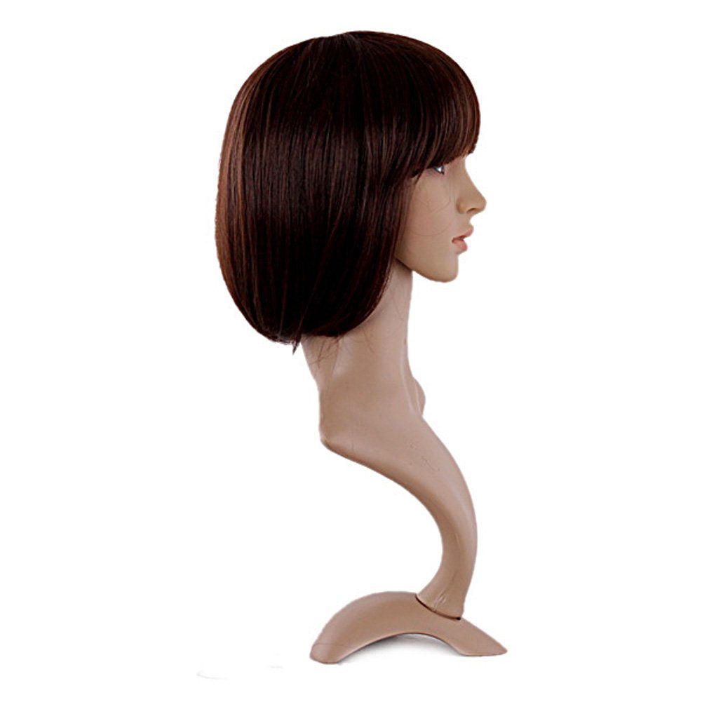 MapofBeauty 12 Inch Dark Brown Bob Wig side view