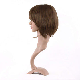 MapofBeauty 12 Inch Flax Brown Bob Wig styled