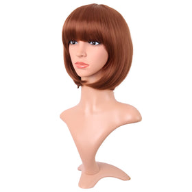 MapofBeauty 12 Inch Ginger Orange Bob Wig back view