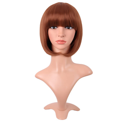 MapofBeauty 12 Inch Ginger Orange Bob Wig front view