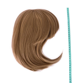 MapofBeauty 12 Inch Light Brown Bob Wig close-up of bangs