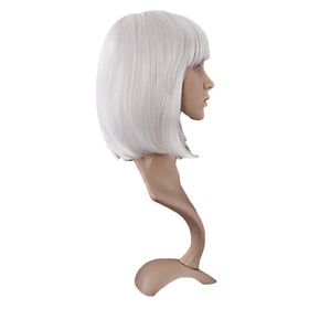 MapofBeauty 12 Inch Short Straight Bob Wig in White back view