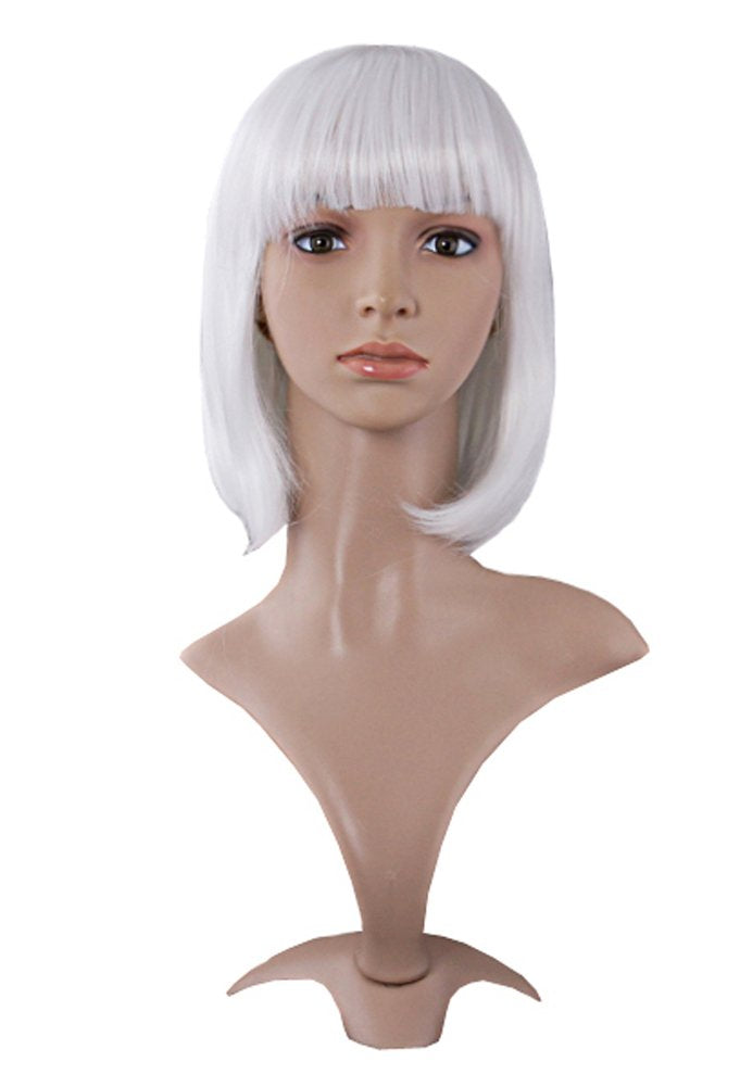 MapofBeauty 12 Inch Short Straight Bob Wig in White front view