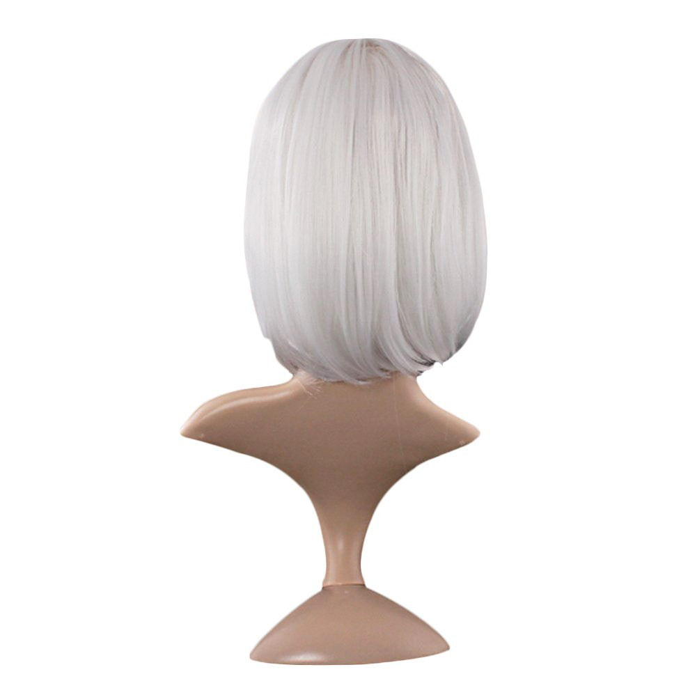 MapofBeauty 12 Inch Short Straight Bob Wig in White on mannequin