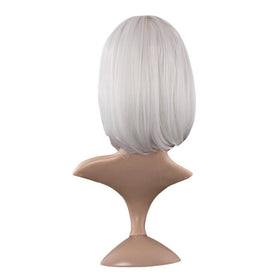 MapofBeauty 12 Inch Short Straight Bob Wig in White on mannequin