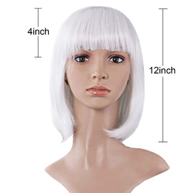 MapofBeauty 12 Inch Short Straight Bob Wig in White packaging