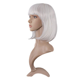 MapofBeauty 12 Inch Short Straight Bob Wig in White side view