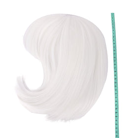MapofBeauty 12 Inch Short Straight Bob Wig in White styled with accessories