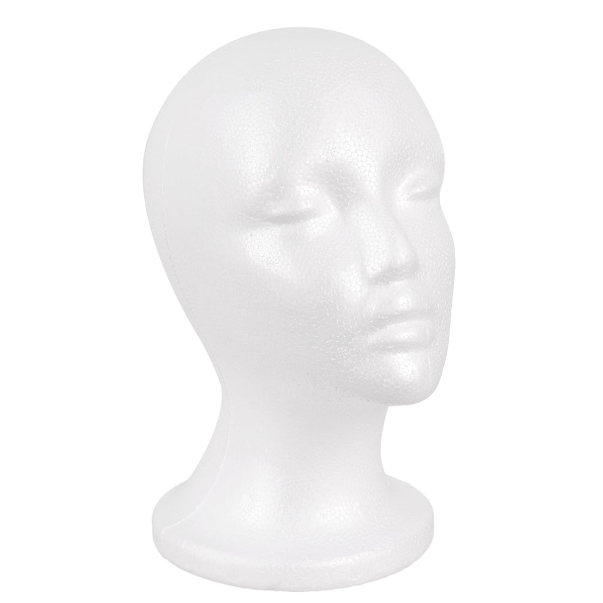 MapofBeauty Wig Stand front view, white foam material