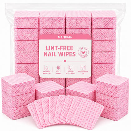 MAQIHAN 1500 Lint Free Nail Wipes pink packaging front view