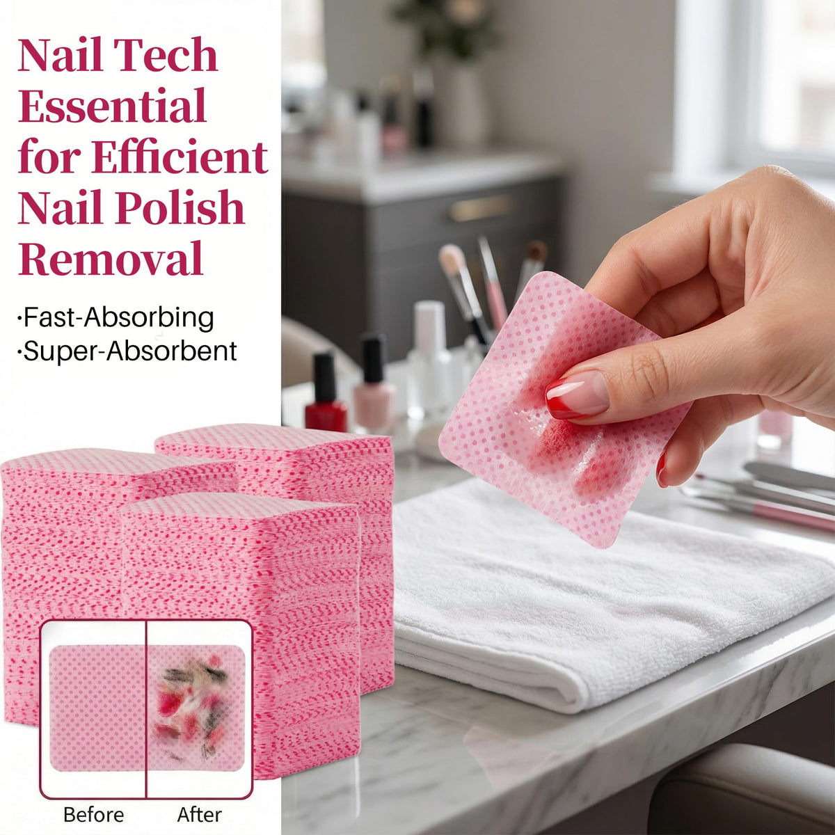MAQIHAN nail wipes stacked in a neat arrangement