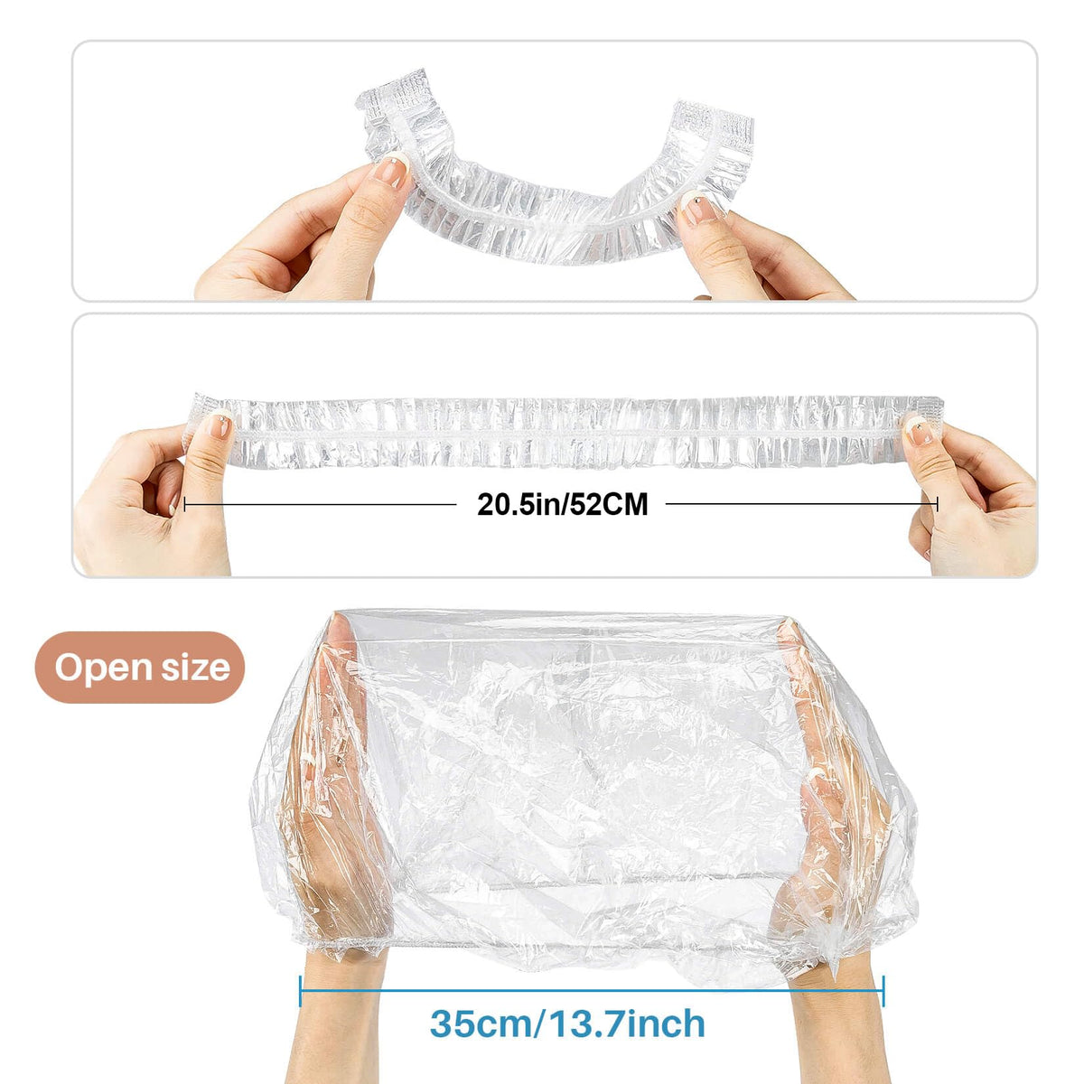 MAQIHAN shower cap stretched to fit large hair