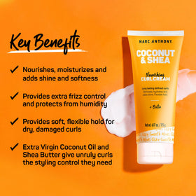 Marc Anthony Coconut Shea Curl Defining Cream back view with ingredients