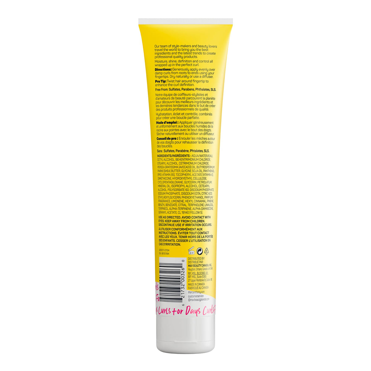 Marc Anthony Curl Envy Cream with ingredients displayed