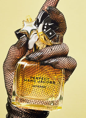 Marc Jacobs Perfect Intense Eau de Parfum 3.3 fl oz on a vanity