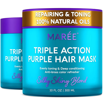 MAREE Deep Conditioning Hair Mask 2 Pack front view with purple packaging