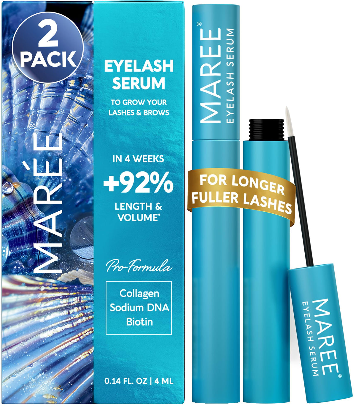 MAREE Eyelash Serum 2 Pack front view with packaging