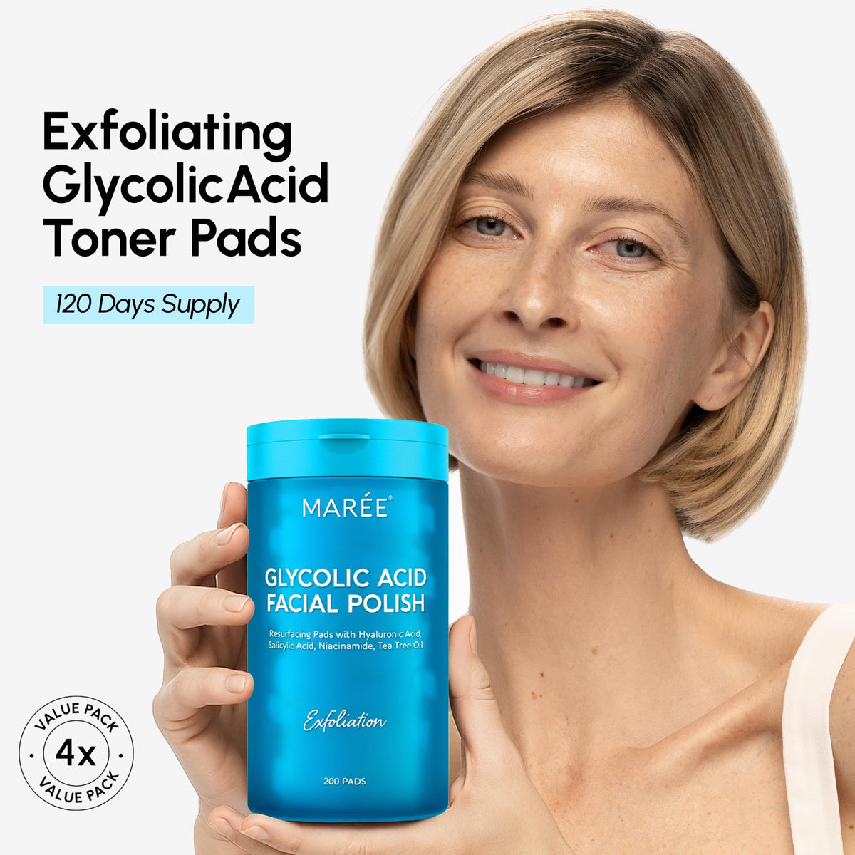 MAREE Glycolic Acid Pads packaging with product details