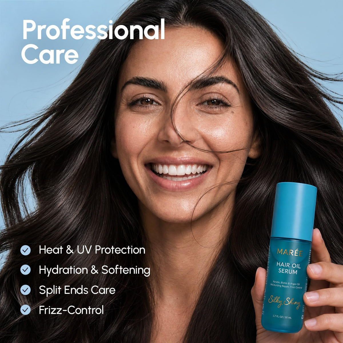 MAREE Hair Oil 50ml back view with ingredient list