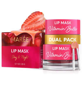 MAREE Lip Mask Overnight 2 Pack front view with packaging