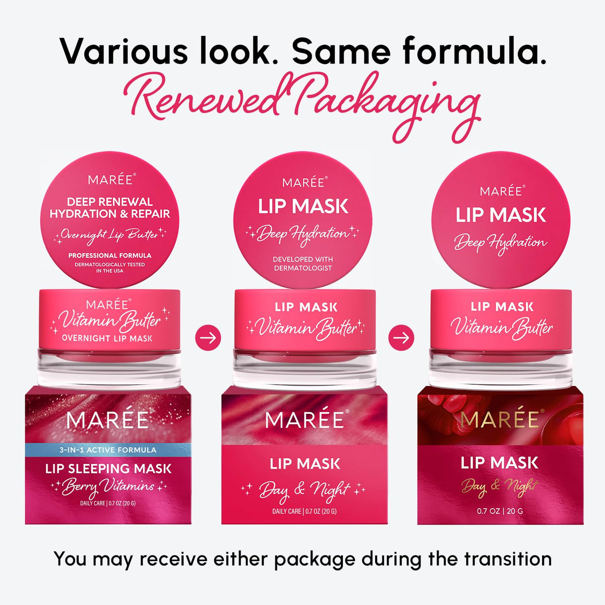 MAREE Lip Mask Overnight 2 Pack showing lip butter texture