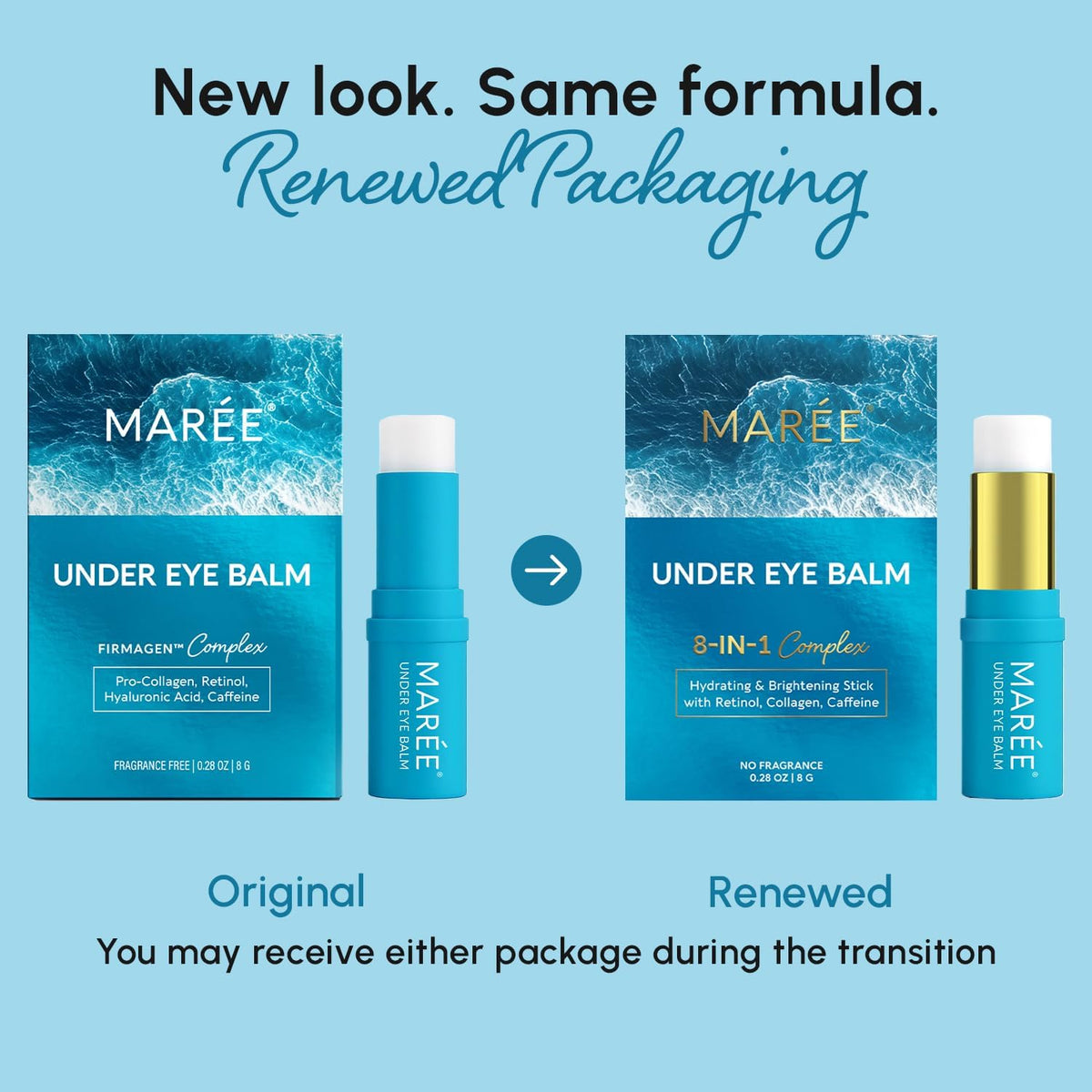 MAREE Under Eye Balm Stick showing the applicator tip