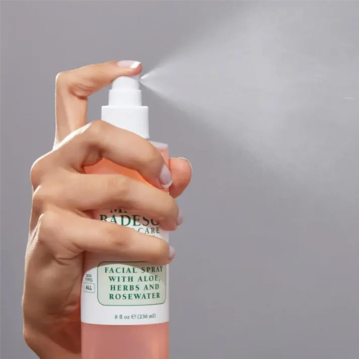 Mario Badescu Facial Spray Green Tea mist on skin