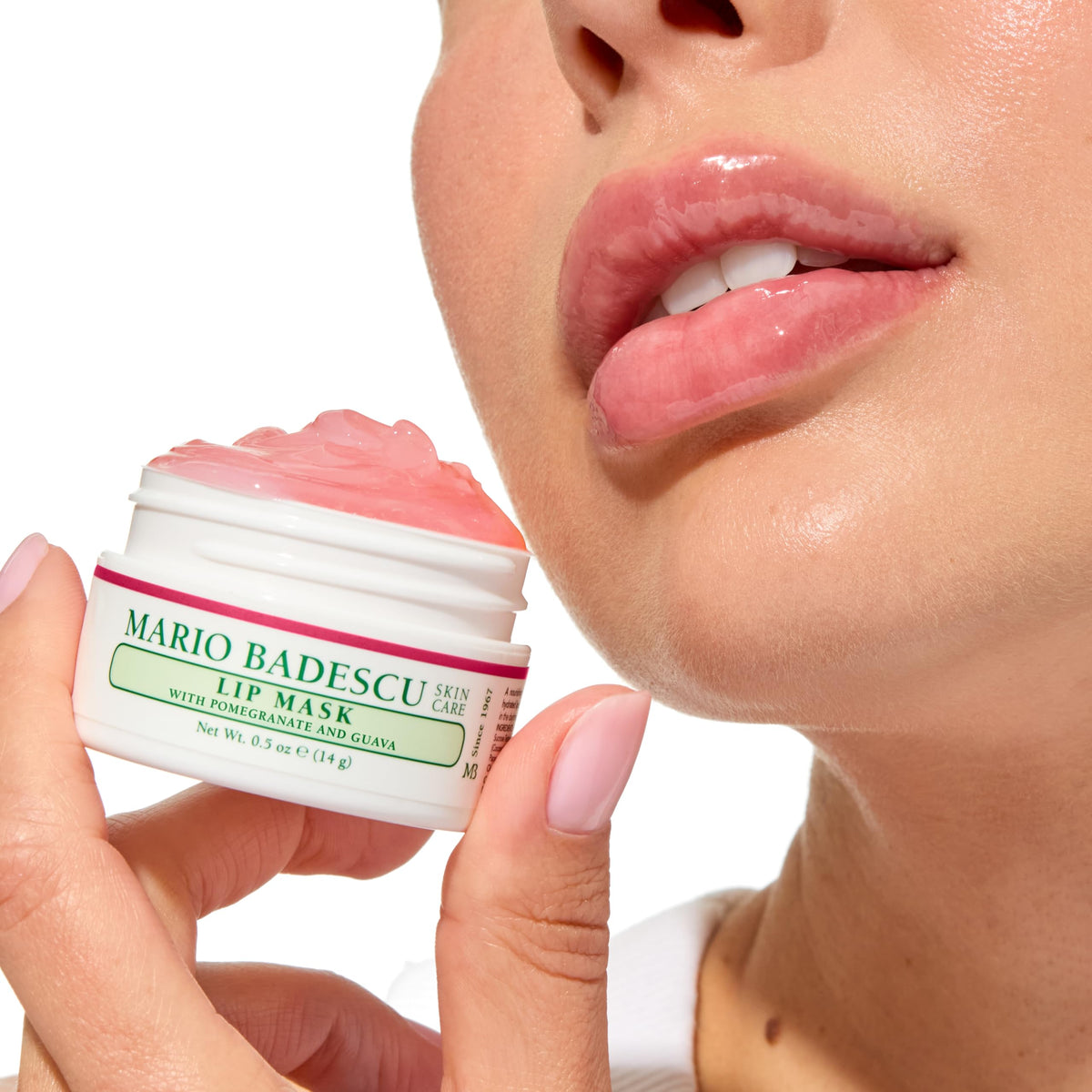 Mario Badescu Lip Mask 0.5oz on a bedside table