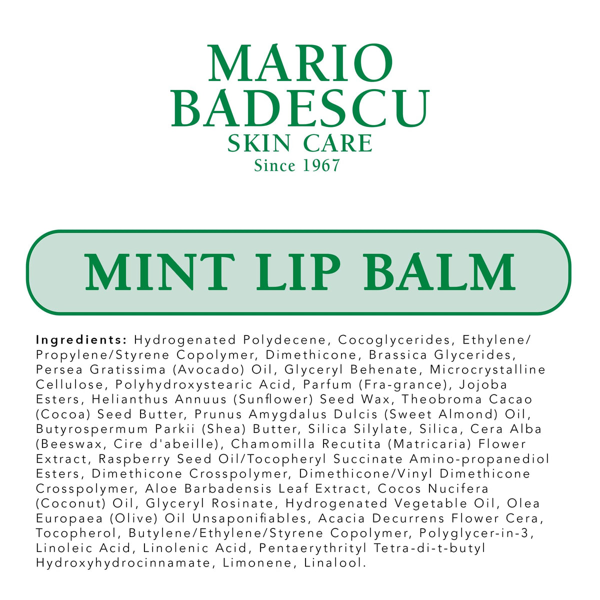 Mario Badescu Mint Lip Balm lifestyle scene with beauty products