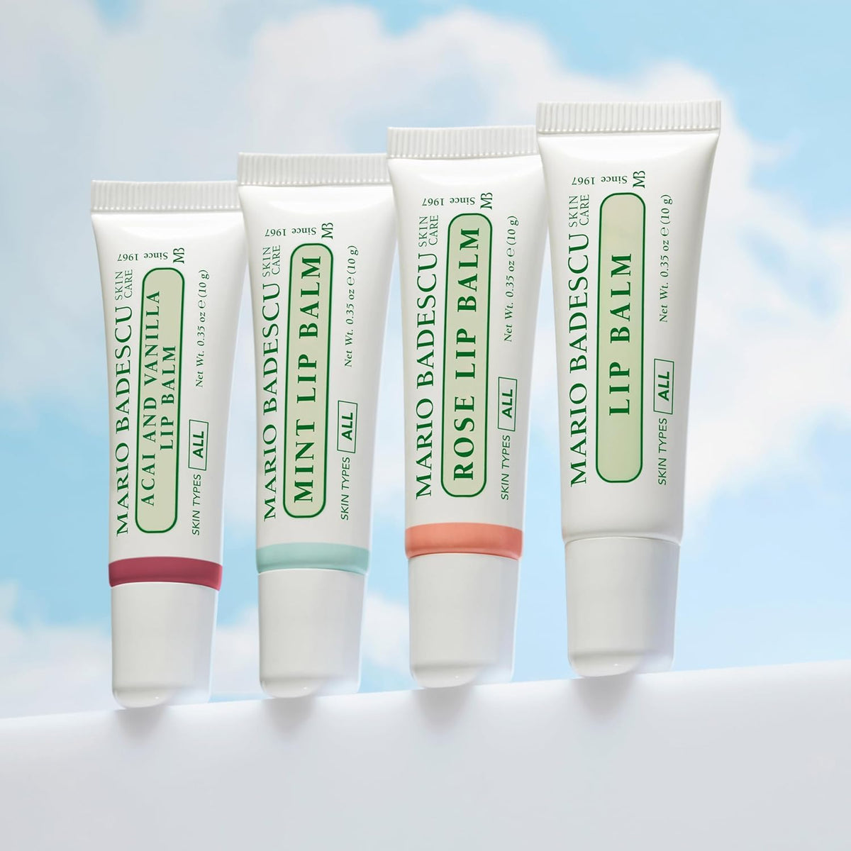 Mario Badescu Mint Lip Balm on a makeup table