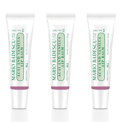 Mario Badescu Moisturizing Acai and Vanilla Lip Balm 3 Pack front view