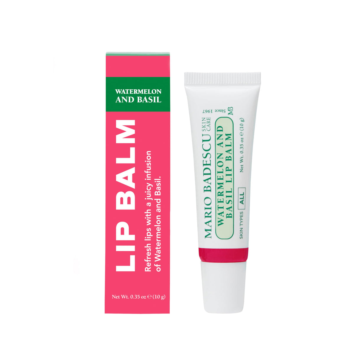 Mario Badescu Moisturizing Watermelon & Basil Lip Balm with tube opened