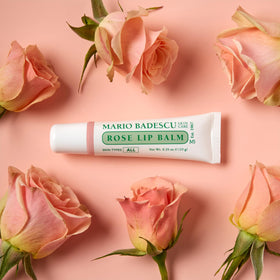 Mario Badescu Rose Lip Balm tube with cap off