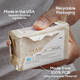 MARLOWE. Body Scrub Soap Bar 7 oz with ingredients