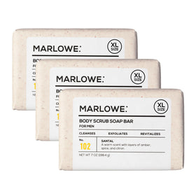 MARLOWE. Body Scrub Soap Bar front view, Santal scent