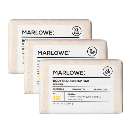 MARLOWE. Body Scrub Soap Bar front view, Santal scent