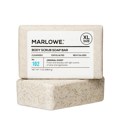 MARLOWE. Body Scrub Soap Bar, Sage + Fir, front view