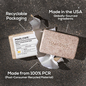 MARLOWE. Body Scrub Soap Bar with recycled packaging