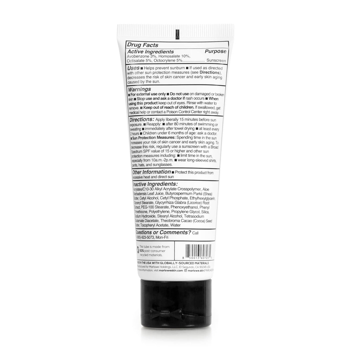 MARLOWE. Face Moisturizer SPF 50 application on skin