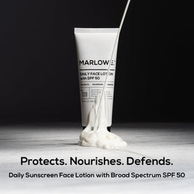 MARLOWE. Face Moisturizer SPF 50 bottle side view