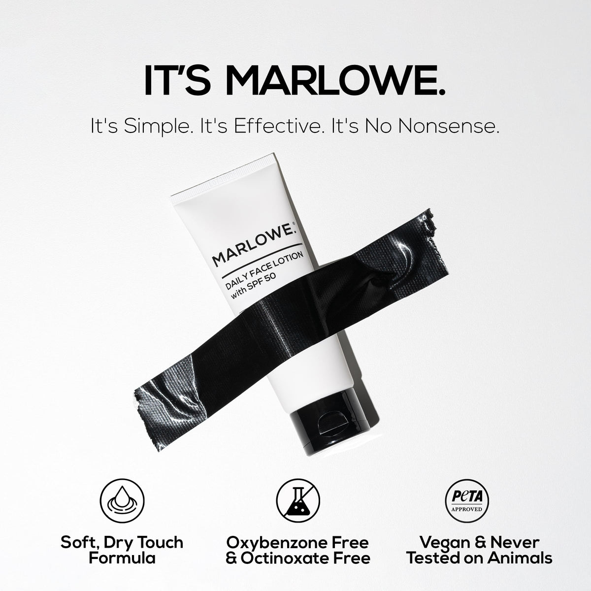 MARLOWE. Face Moisturizer SPF 50 on bathroom shelf