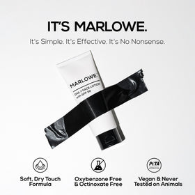 MARLOWE. Face Moisturizer SPF 50 on bathroom shelf