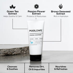 MARLOWE. Men's Skin Care Gift Set contents displayed