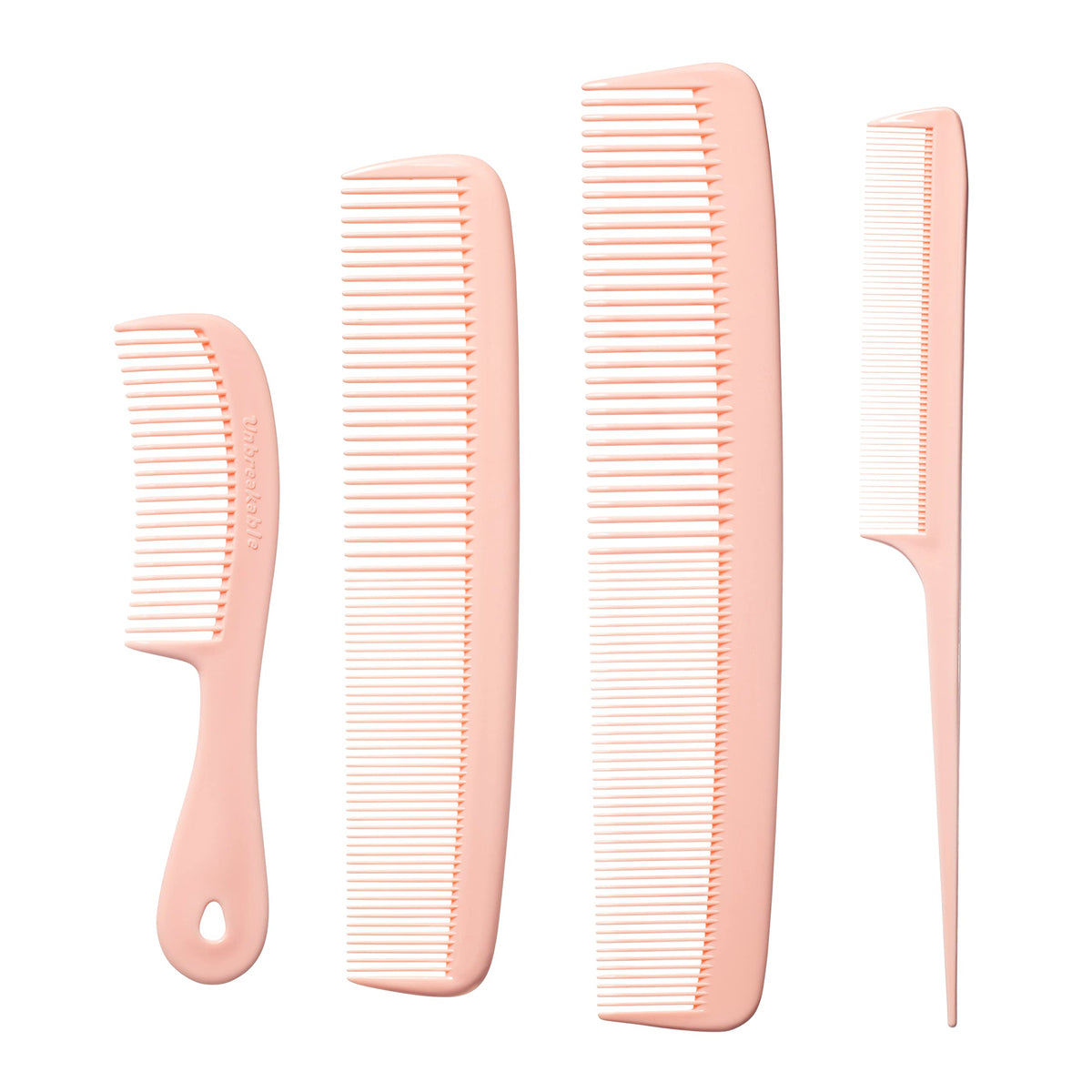 MARS WELLNESS 4 Piece Comb Set front view with peach pastel colours
