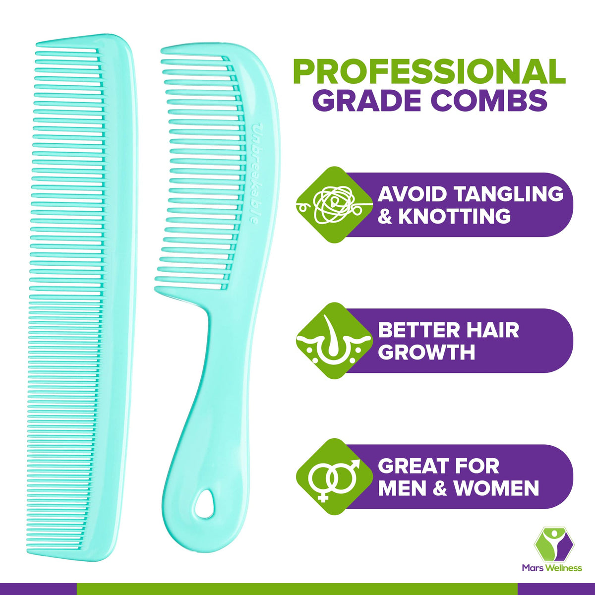 MARS WELLNESS 9” Heavy Dresser Comb side view