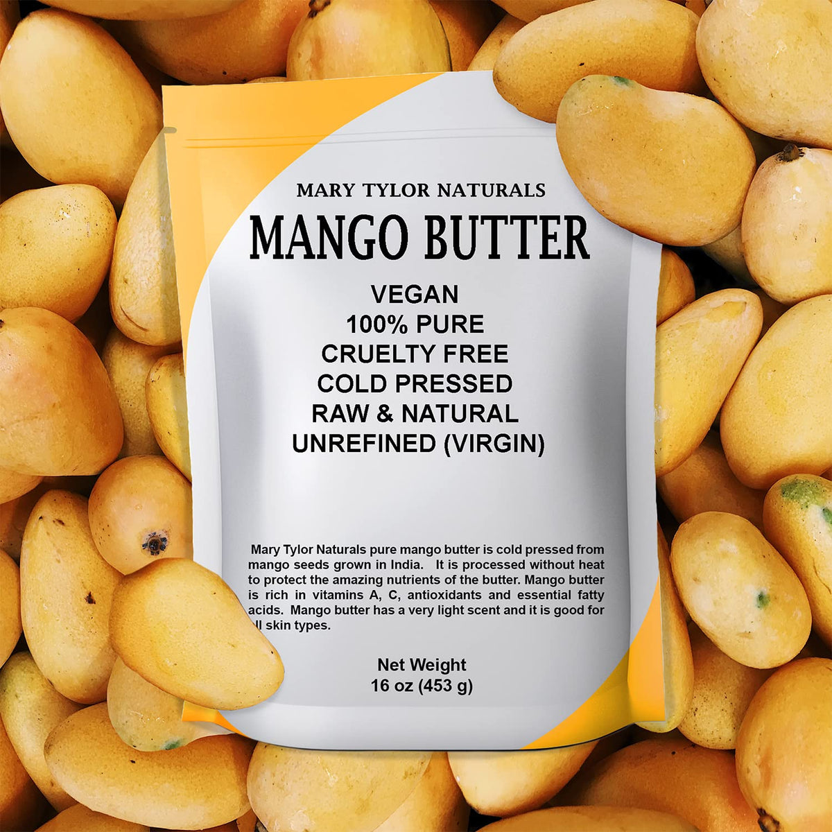 Mary Tylor Naturals Mango Butter packaging with zipper pouch